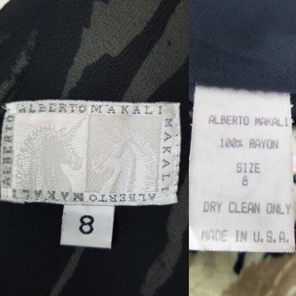 Alberto Makali Black Floral Asymmetrical One Shoulder Maxi Rayon Dress Size 8 - Picture 14 of 16